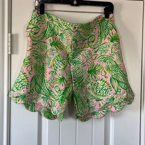 Cute Lilly Pink and Green Shorts - scallop hem size 16